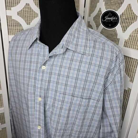 Eddie Bauer Men's Classic Fit Blue & Gray Plaid Long Sleeve Shirt Size XXL - Picture 2 of 11